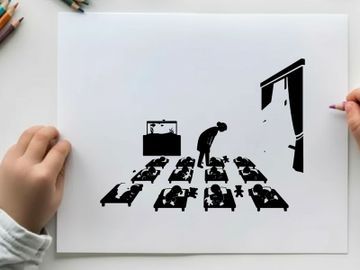 Silhouette of a man standing among multiple people on beds preview picture