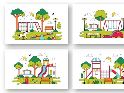 10 Playground Vector Illustration
