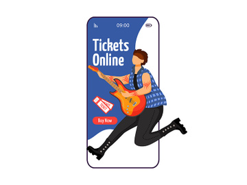 Buy tickets cartoon smartphone vector app screen preview picture