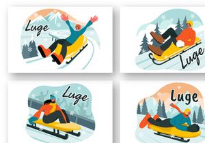 9 Winter Luge Sledding Illustration