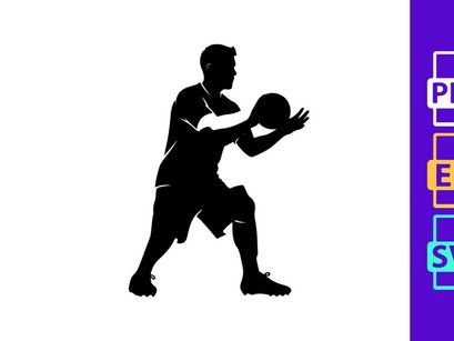 A silhouette of a male athlete preparing to throw a ball in a sports setting