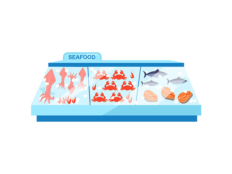 Seafood freezer flat color vector object