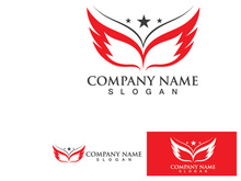 Wing Star red Bird Logo Vector Icon