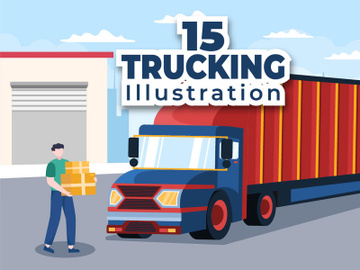 15 Trucking Transportation Design Illustration preview picture