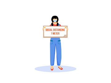 Social distancing 1 metre flat color vector faceless character preview picture