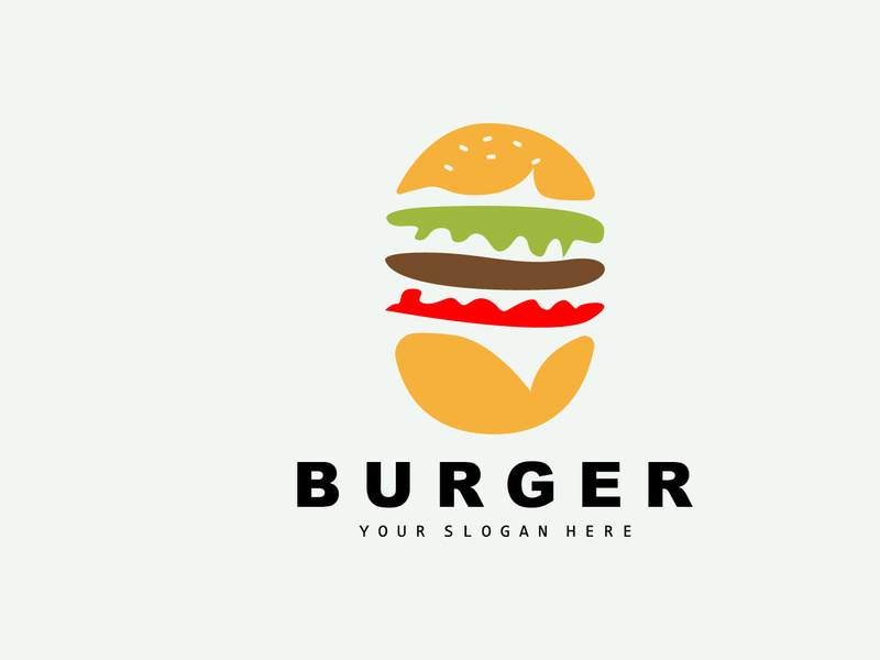 Burger Logo, Fast Food Design, Bread And Vegetables Vector, Fast Food Restaurant Brand Icon Illustration