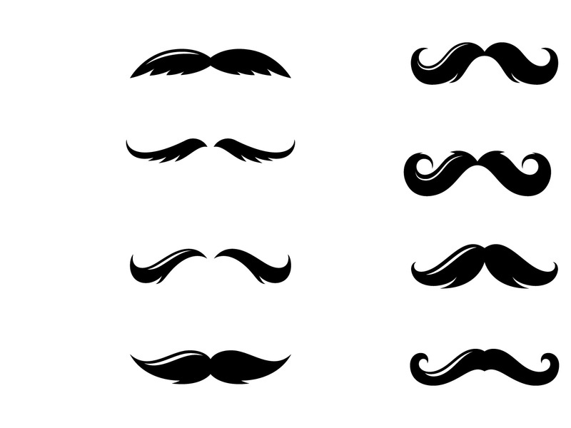 Moustache set icons for barber logo  barber shop and retro design