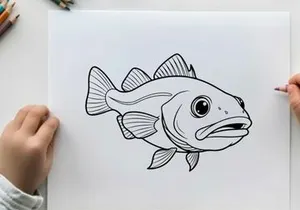 Sad cartoon fish vector illustration flat design
