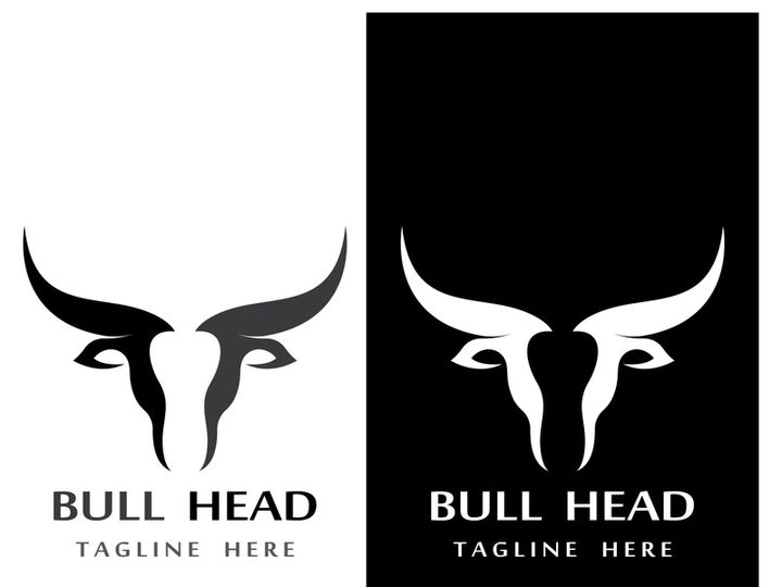 Bull head horns logo design.