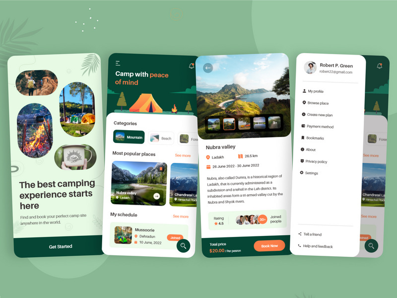 Trending Camping App UI Design