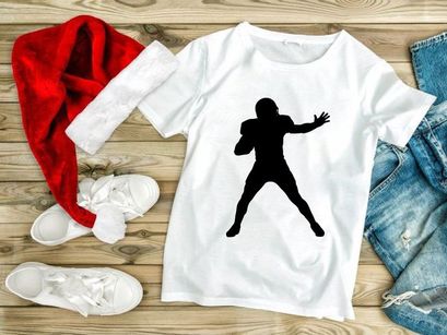 American football player in motion silhouette