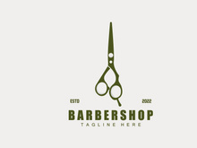 Scissors Logo Design, Barbershop Shaver Vector, Babershop Scissors Brand Illustration