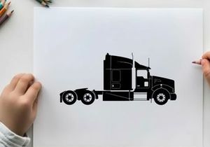 Silhouette of a semi truck with trailer