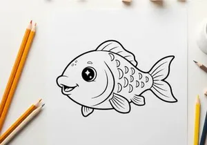 Cute smiling fish vector illustration flat design