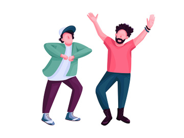 Men dancing flat color vector faceless character preview picture