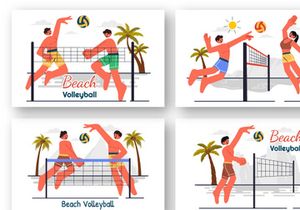 9 Beach Volleyball Player Illustration