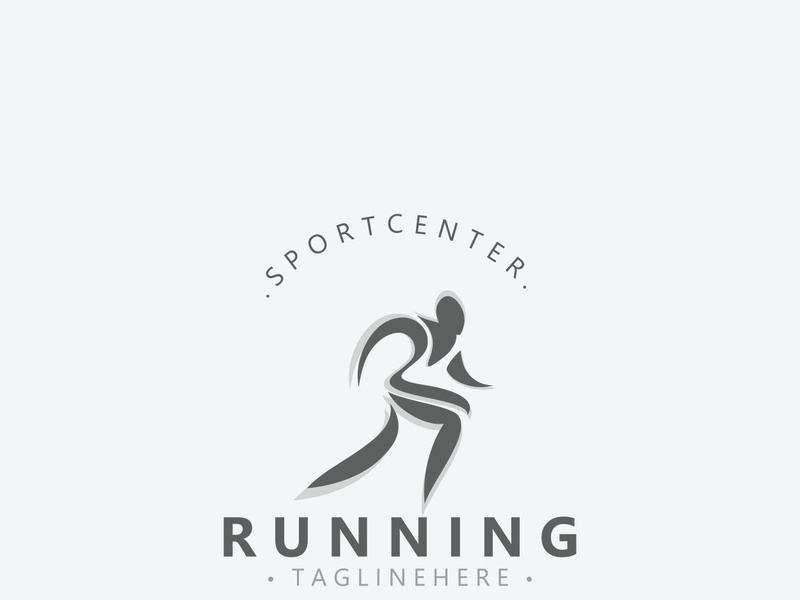 Running sport athlete logo design concept illustration template