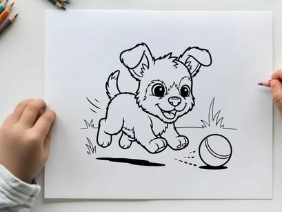 Cute puppy playing with soccer ball vector illustration