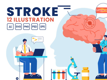 12 Human Brain Stroke Illustration preview picture