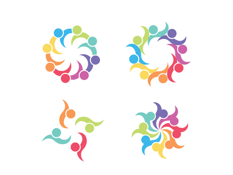 community logo design colorful with  logo vector icon