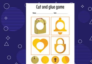 10 Pages Cut and glue game for kids. Cutting practice for preschoolers. Education paper game for children