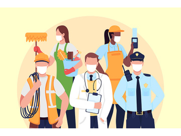Essentials workers flat concept vector illustration preview picture
