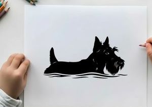 Silhouette of a scottish terrier dog breed portrait
