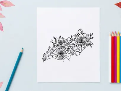 Hand-drawn autumn leaf branch sketch with fine line art details. Delicate botanical illustration of seasonal foliage for design projects.