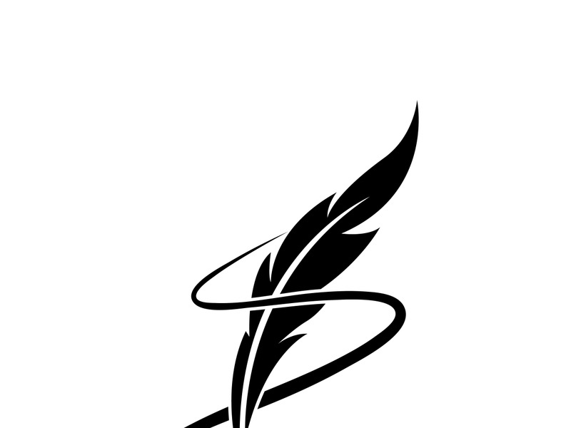 Feather quill design icon and logo illustration classic stationery