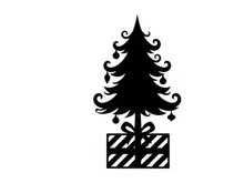 Silhouette of Christmas Tree with Gift Box for Holiday Celebration