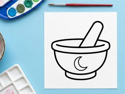 Mortar and pestle grinding herbs for natural remedies. Traditional apothecary tool for crushing spices and medicinal plants.