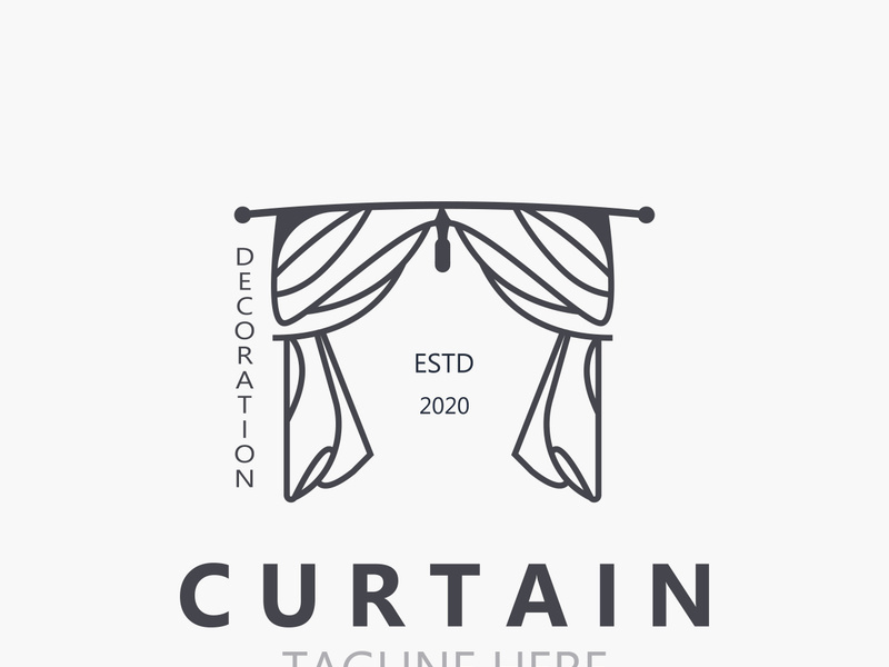 Curtain logo decoration style minimalist elegant vector design illustration