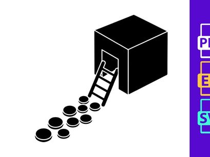 Treasure chest with coins and ladder