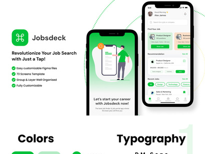 Jobsdeck - Job Finding Mobile App UI Kit Design
