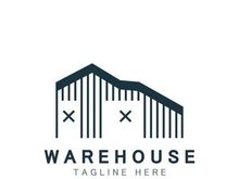 Warehouse modern storage logo business industry illustration