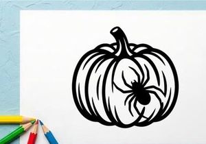 Black and White Pumpkin with Spider for Halloween Decorations