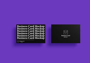 Top view premium business card PSD mockup