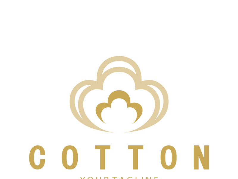 Soft natural organic cotton flower plant logo for cotton plantations, industries,business,textile,clothing and beauty,vector