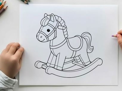 Rocking horse toy flat design vector illustration for kids