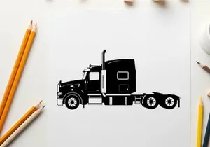 Silhouette of a semi truck with trailer