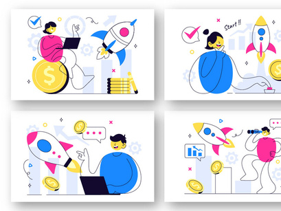 10 Business Startup Vector Illustration