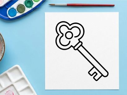 Simple key and lock icon for security and access. Vector illustration of house or door entry symbol in flat design style.