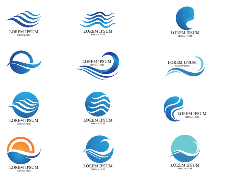 Wave water beach logo vector