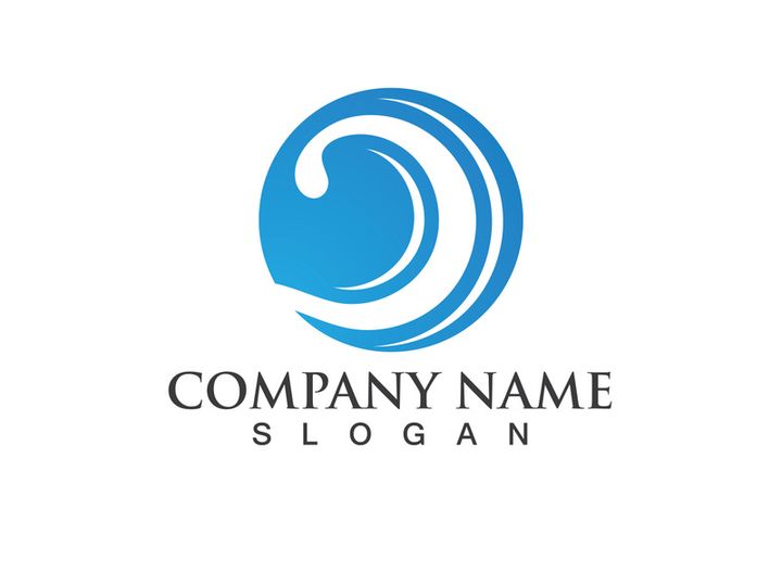 Blue water wave logo design template