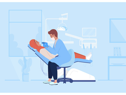 Healthcare service and patient examination illustrations set