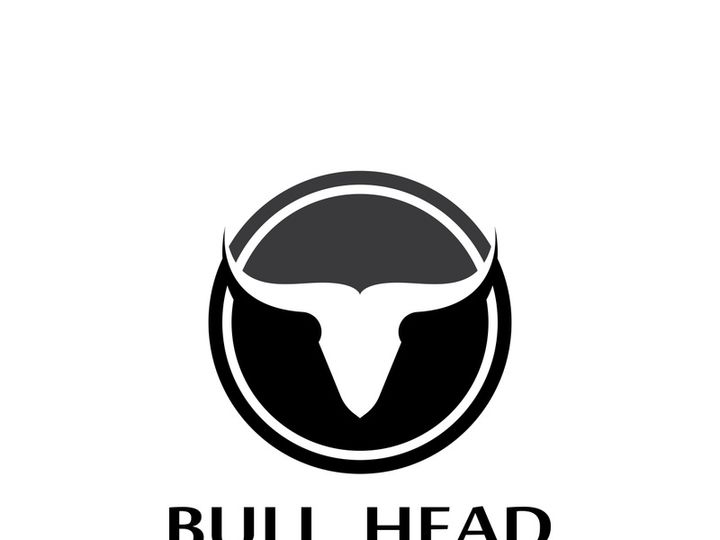 Retro vintage bull head horns logo.