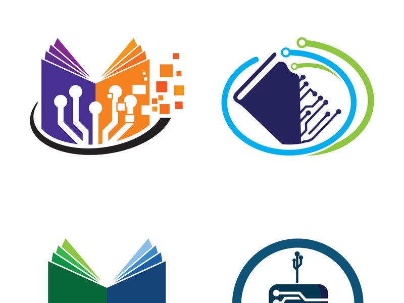Digital book logo technology vector icon design