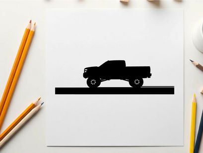 Silhouette of a pickup truck on a white background