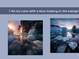 An ice cave with a blue iceberg in the background preview picture