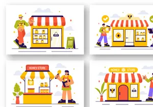 12 Sweet Honey Store Illustration